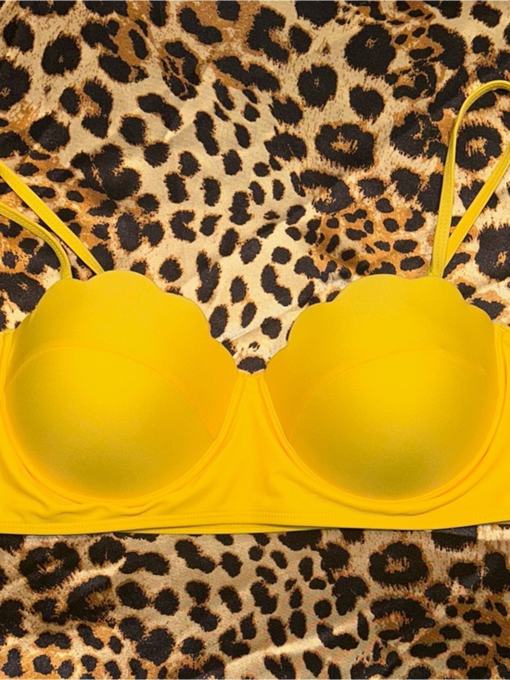 Shein Yellow Scalloped Underwire Bikini Top